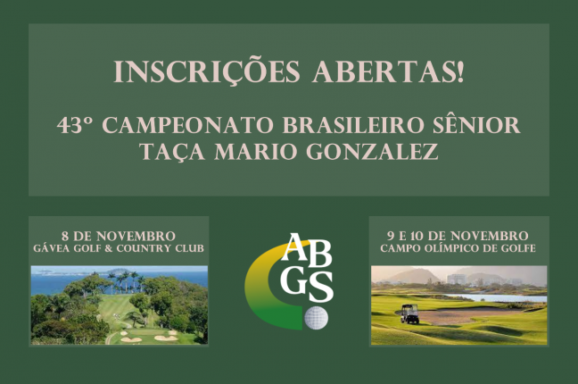 Abertas as inscrições para o 43º Campeonato Brasileiro ABGS de Golfe Sênior