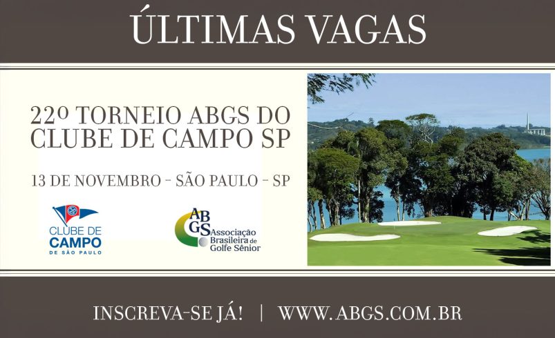 Ainda dá tempo de jogar no Torneio ABGS do Clube de Campo, dia 13 de novembro
