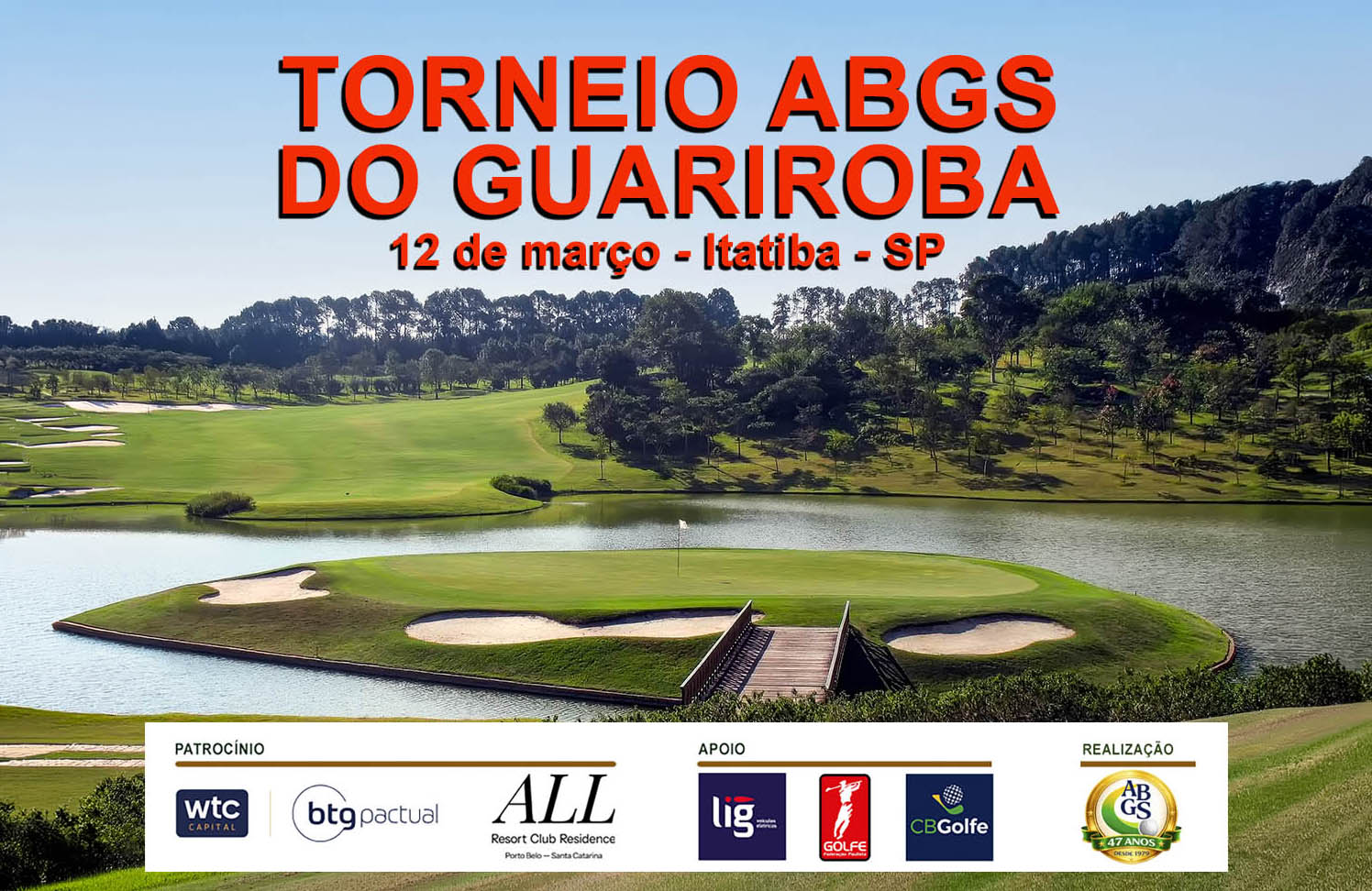 Garanta já sua vaga no 2º Torneio ABGS do Guariroba Golf Club, no dia 12 de março