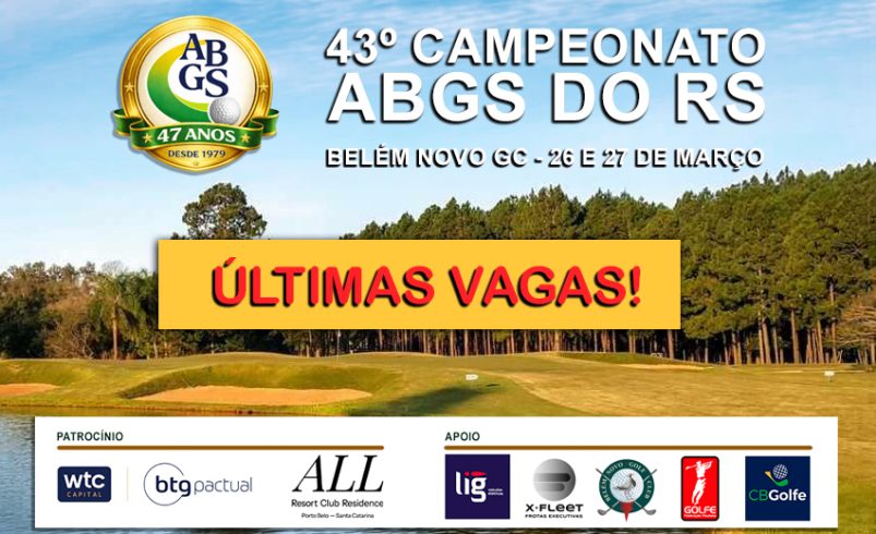 Últimas vagas para o 43º Campeonato ABGS do Rio Grande do Sul, dias 26 e 27 de março