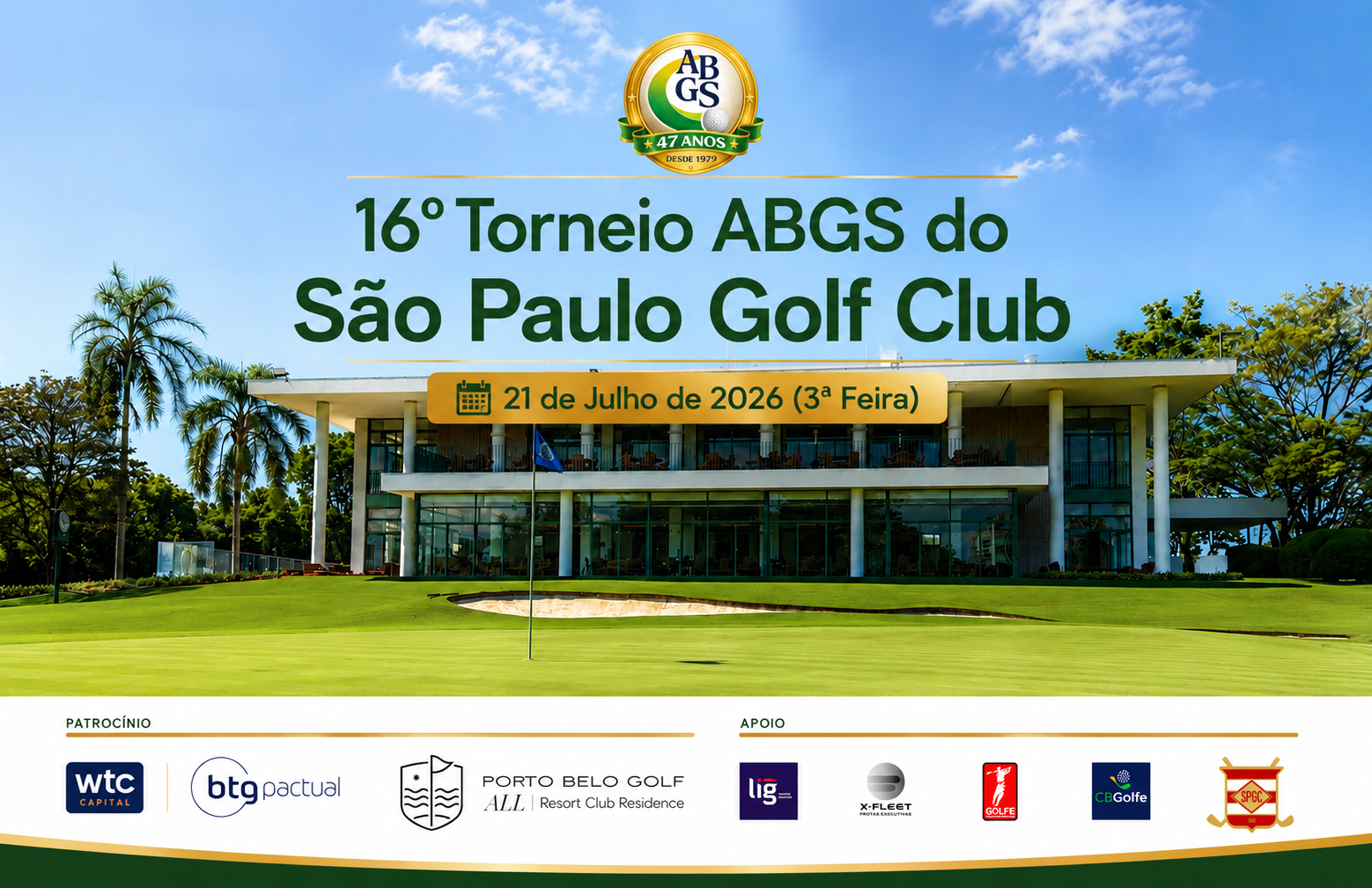 Estão abertas as inscrições para o 16º Torneio ABGS do São Paulo Golf Club. Vagas limitadas