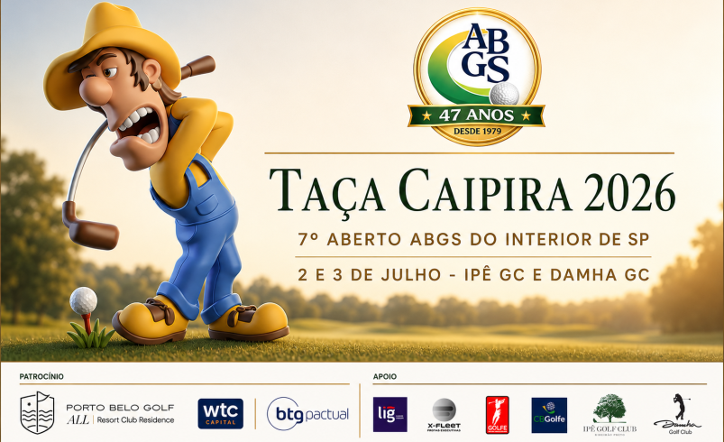 Inscreva-se já para a Taça Caipira 2026, 7º Aberto ABGS do Interior do Estado de São Paulo
